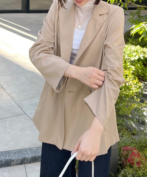 Futier land（フューティアランド）の「BIGダブルテーラードジャケット（テーラードジャケット・レディース・ブラック/ベージュ/ネイビー/ライトピンク/キャメル/ブラック系その他/ブルー系その他/ベージュ系その他・MEDIUM/LARGE）」の12枚目の写真