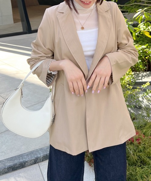 Futier land（フューティアランド）の「BIGダブルテーラードジャケット（テーラードジャケット・レディース・ブラック/ベージュ/ネイビー/ライトピンク/キャメル/ブラック系その他/ブルー系その他/ベージュ系その他・MEDIUM/LARGE）」の13枚目の写真