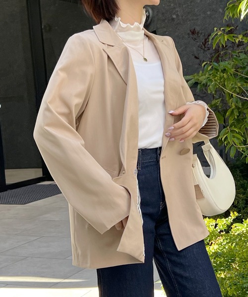 Futier land（フューティアランド）の「BIGダブルテーラードジャケット（テーラードジャケット・レディース・ブラック/ベージュ/ネイビー/ライトピンク/キャメル/ブラック系その他/ブルー系その他/ベージュ系その他・MEDIUM/LARGE）」の18枚目の写真