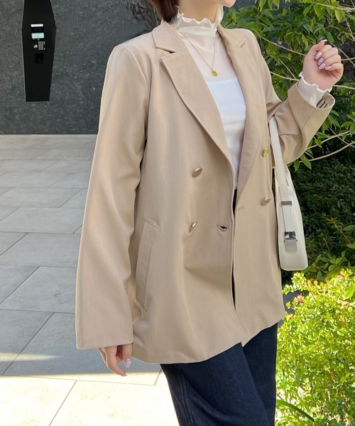 Futier land（フューティアランド）の「BIGダブルテーラードジャケット（テーラードジャケット・レディース・ブラック/ベージュ/ネイビー/ライトピンク/キャメル/ブラック系その他/ブルー系その他/ベージュ系その他・MEDIUM/LARGE）」の19枚目の写真