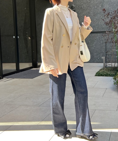 Futier land（フューティアランド）の「BIGダブルテーラードジャケット（テーラードジャケット・レディース・ブラック/ベージュ/ネイビー/ライトピンク/キャメル/ブラック系その他/ブルー系その他/ベージュ系その他・MEDIUM/LARGE）」の20枚目の写真