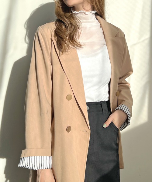 Futier land（フューティアランド）の「BIGダブルテーラードジャケット（テーラードジャケット・レディース・ブラック/ベージュ/ネイビー/ライトピンク/キャメル/ブラック系その他/ブルー系その他/ベージュ系その他・MEDIUM/LARGE）」の22枚目の写真