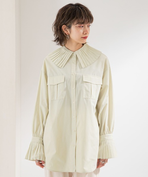 KBF - KBF オパールペイズリーシャツ ((beige)) KBF（ケイビーエフ）の「ワイドスリーブシアーシャツ（シャツ