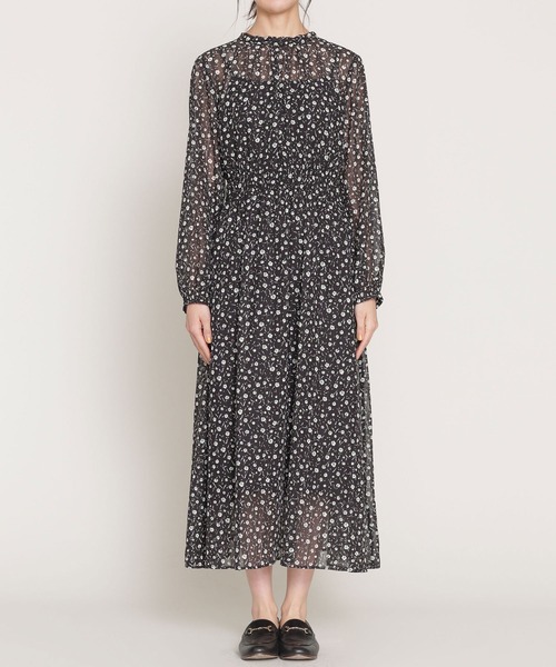 NANO universe(ナノユニバース)の「小花プリント前後2WAYワンピース 長袖(ワンピース・レディース・ブラック/ベージュ・38/36)」の12枚目の写真