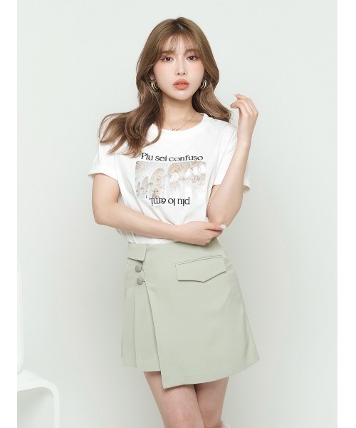 Darich(ダーリッチ)の「ロマンティックTシャツ(Tシャツ/カットソー・レディース・ホワイト/サックスブルー/ピンク/イエロー/ミント・FREE)」の2枚目の写真