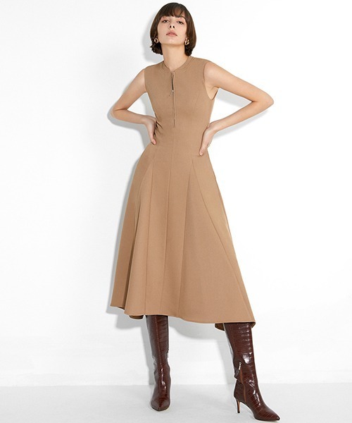 Chuclla 21 Ss Zip Front Flared One Piece Chw1466 ワンピース Chuclla チュクラ のファッション通販 Zozotown