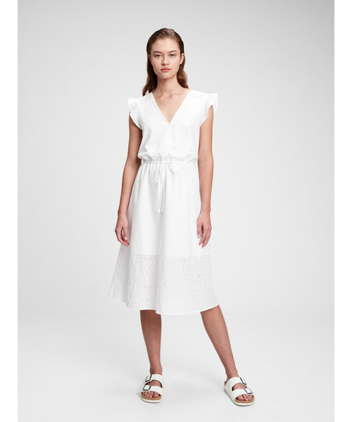 GAP(ギャップ)の「アイレット ミディワンピース(ワンピース・レディース・ホワイト/ブラック・XS/S/XXS/M/L)」の10枚目の写真