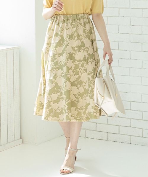 12Twelve Agenda（トゥエルブ　アジェンダ）の「無地×花柄リバーシブルマーメイドスカート（スカート・レディース・ブラック/オフホワイト/グリーン・M）」の2枚目の写真