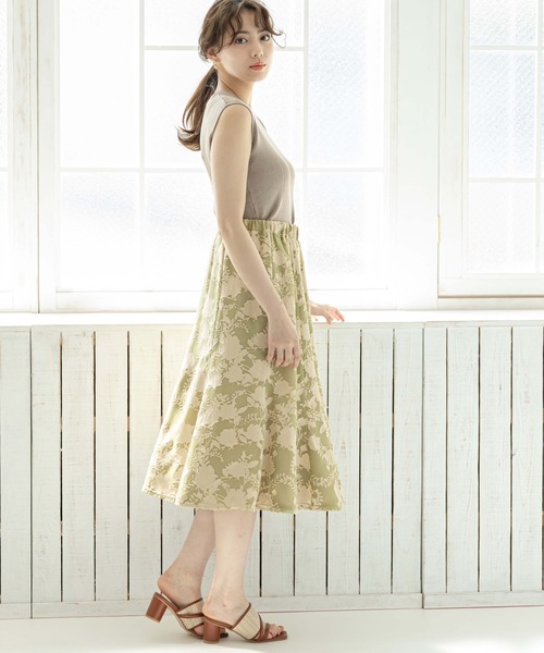 12Twelve Agenda（トゥエルブ　アジェンダ）の「無地×花柄リバーシブルマーメイドスカート（スカート・レディース・ブラック/オフホワイト/グリーン・M）」の9枚目の写真