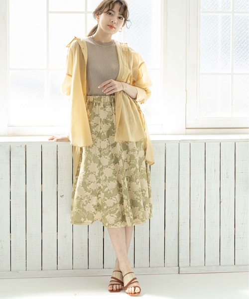 12Twelve Agenda（トゥエルブ　アジェンダ）の「無地×花柄リバーシブルマーメイドスカート（スカート・レディース・ブラック/オフホワイト/グリーン・M）」の16枚目の写真