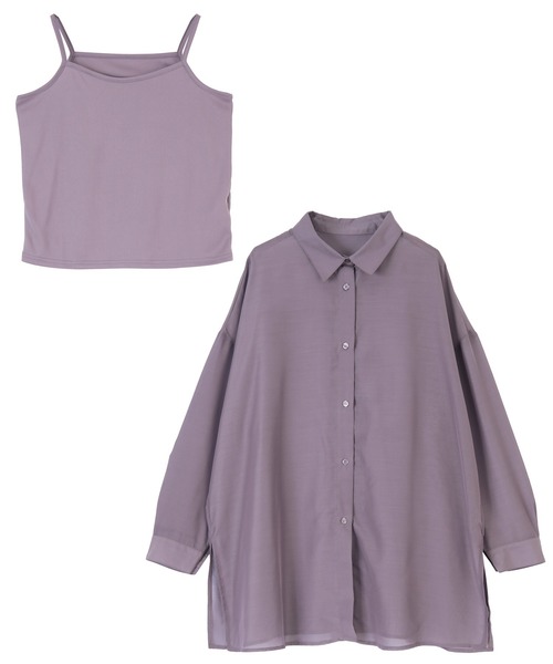 titivate(ティティベイト)の「インナー付きシアーチュニックシャツ(シャツ/ブラウス・レディース・ブラック/パープル/ブラウン/グレイッシュベージュ・M)」の13枚目の写真