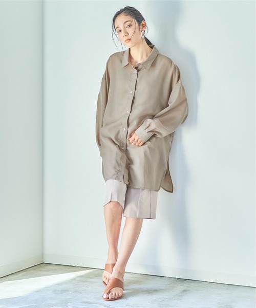 titivate(ティティベイト)の「インナー付きシアーチュニックシャツ(シャツ/ブラウス・レディース・ブラック/パープル/ブラウン/グレイッシュベージュ・M)」の10枚目の写真