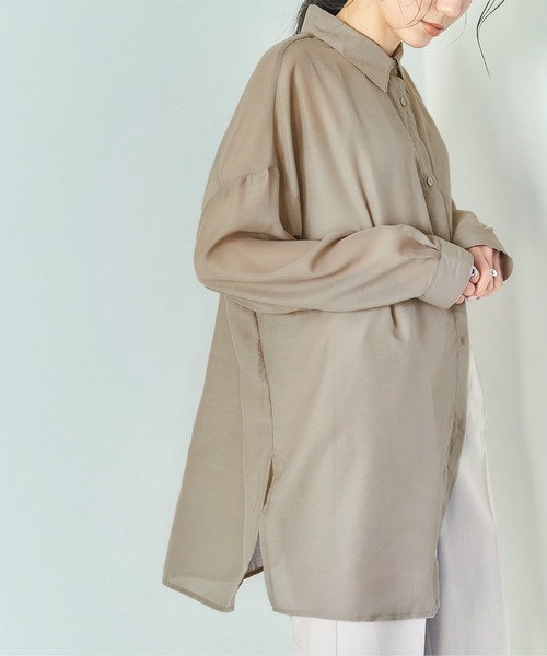 titivate(ティティベイト)の「インナー付きシアーチュニックシャツ(シャツ/ブラウス・レディース・ブラック/パープル/ブラウン/グレイッシュベージュ・M)」の7枚目の写真