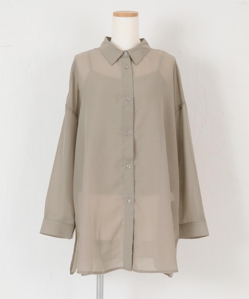 titivate(ティティベイト)の「インナー付きシアーチュニックシャツ(シャツ/ブラウス・レディース・ブラック/パープル/ブラウン/グレイッシュベージュ・M)」の17枚目の写真