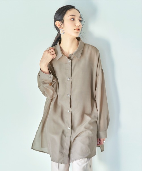 titivate(ティティベイト)の「インナー付きシアーチュニックシャツ(シャツ/ブラウス・レディース・ブラック/パープル/ブラウン/グレイッシュベージュ・M)」の19枚目の写真