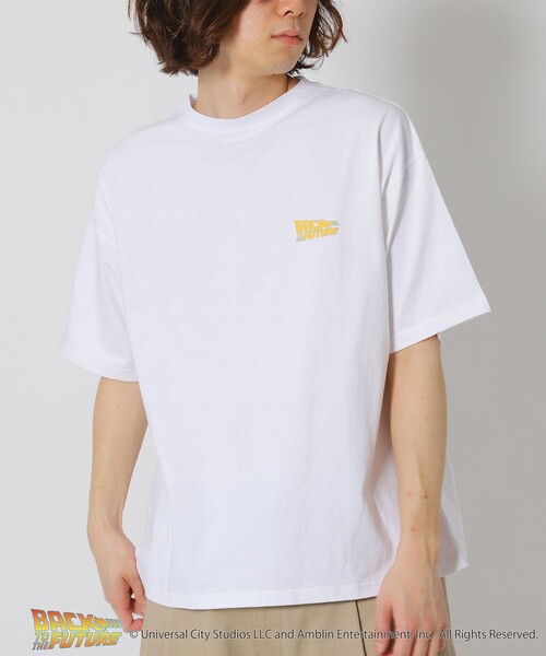 FREAK'S STORE（フリークスストア）の「WEB限定 BACK TO THE FUTURE/バック・トゥ・ザ・フューチャー 別注 バックプリントTシャツ/ビッグシルエット（Tシャツ/カットソー・メンズ・ホワイト/ベージュ/ブラック/サックスブルー・SMALL/LARGE/MEDIUM）」の16枚目の写真