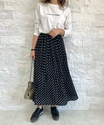 ドット柄プリーツスカート