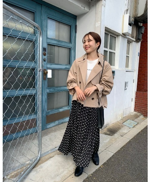 ドット柄ツイードスカートパンツ imakokoni レッドカラードット柄ワイドレッグパンツ 234079