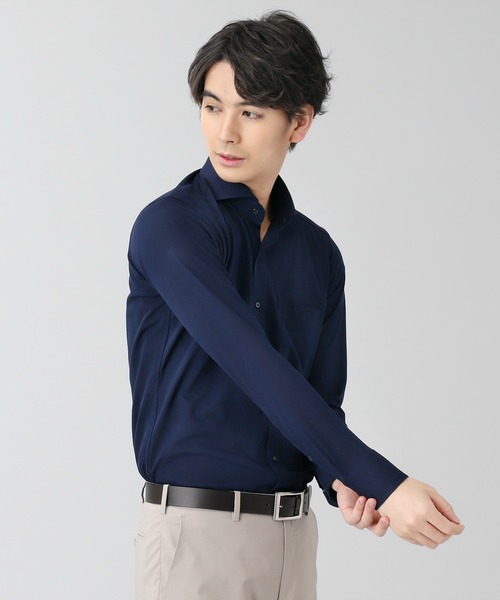 Tokyo Shirts トウキョウシャツ の ビズポロ 形態安定ノーアイロン ホリゾンタルワイド 長袖ビジネスニットワイシャツ ビジネスシャツ Wear