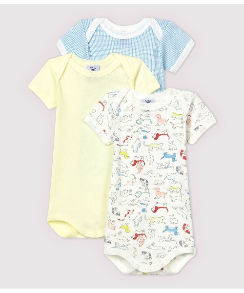 PETIT BATEAU(プチバトー)の「半袖ボディ3枚組(その他アンダーウェア/インナー・キッズ・その他・12MONTH/24MONTH/6MONTH/18MONTH)」の1枚目の写真