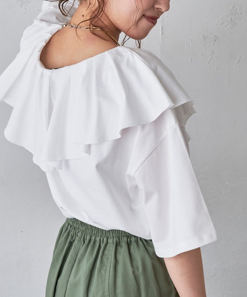 DISCOAT(ディスコート)の「フリルプルオーバー(Tシャツ/カットソー・レディース・ライトグレー/オフホワイト/ブラック・FREE)」の1枚目の写真