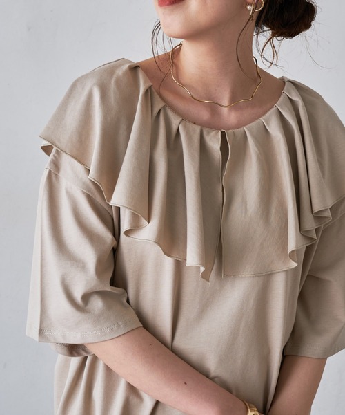 DISCOAT(ディスコート)の「フリルプルオーバー(Tシャツ/カットソー・レディース・ライトグレー/オフホワイト/ブラック・FREE)」の3枚目の写真