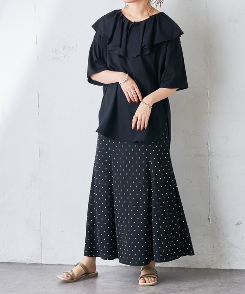 DISCOAT(ディスコート)の「フリルプルオーバー(Tシャツ/カットソー・レディース・ライトグレー/オフホワイト/ブラック・FREE)」の6枚目の写真