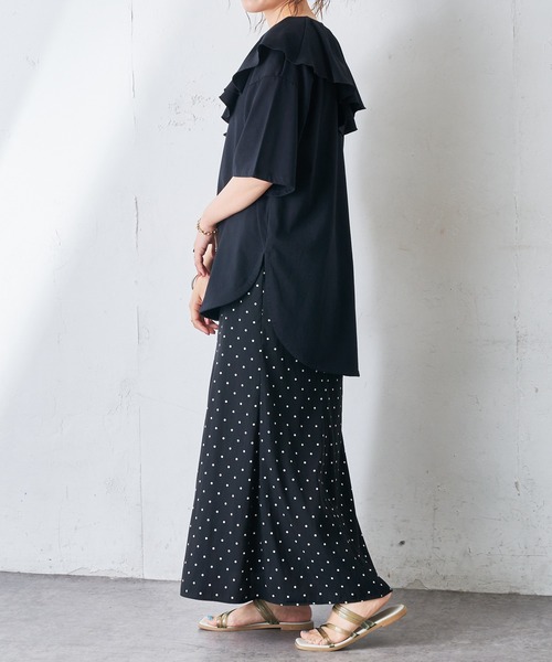 DISCOAT(ディスコート)の「フリルプルオーバー(Tシャツ/カットソー・レディース・ライトグレー/オフホワイト/ブラック・FREE)」の11枚目の写真