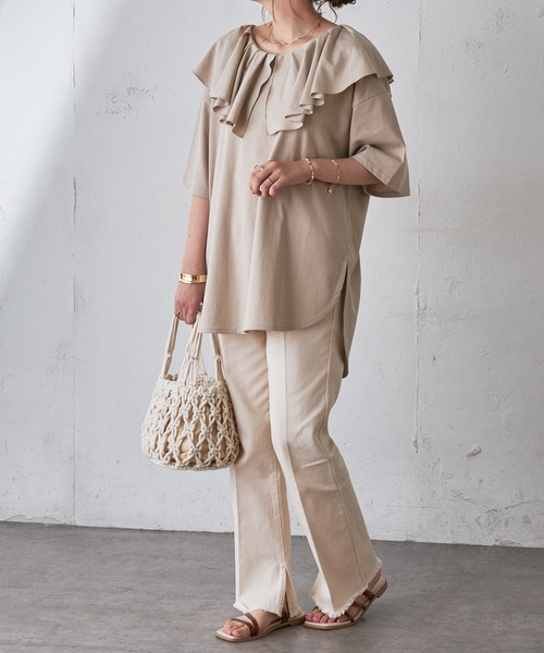 DISCOAT(ディスコート)の「フリルプルオーバー(Tシャツ/カットソー・レディース・ライトグレー/オフホワイト/ブラック・FREE)」の16枚目の写真