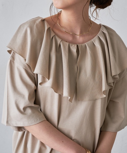 DISCOAT(ディスコート)の「フリルプルオーバー(Tシャツ/カットソー・レディース・ライトグレー/オフホワイト/ブラック・FREE)」の10枚目の写真