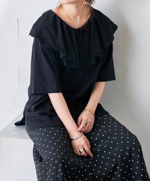 DISCOAT(ディスコート)の「フリルプルオーバー(Tシャツ/カットソー・レディース・ライトグレー/オフホワイト/ブラック・FREE)」の18枚目の写真