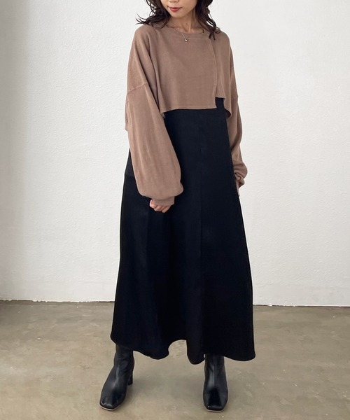 Shelly island(シェリーアイランド)の「サーマルショートアシメプルオーバー(Tシャツ/カットソー・レディース・ベージュ/グリーン/モカ・FREE)」の1枚目の写真