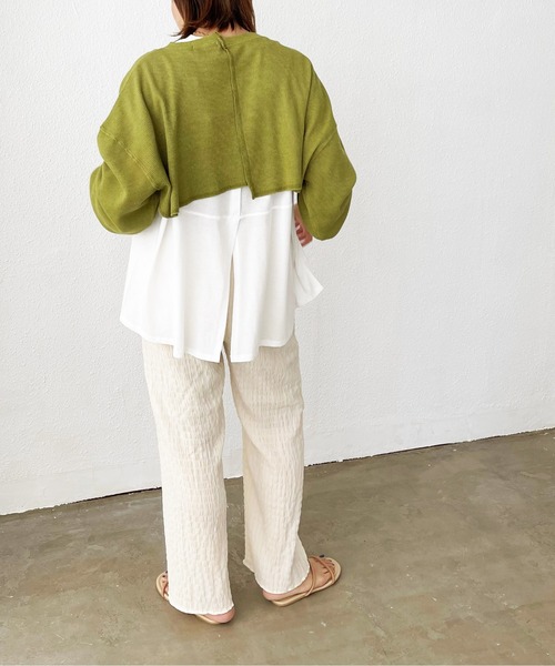 Shelly island(シェリーアイランド)の「サーマルショートアシメプルオーバー(Tシャツ/カットソー・レディース・ベージュ/グリーン/モカ・FREE)」の5枚目の写真