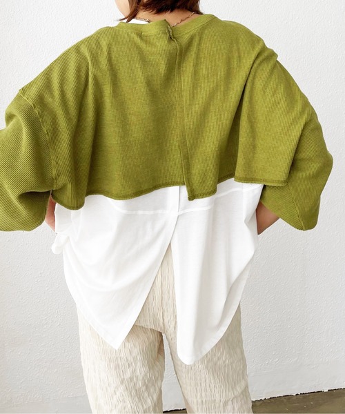 Shelly island(シェリーアイランド)の「サーマルショートアシメプルオーバー(Tシャツ/カットソー・レディース・ベージュ/グリーン/モカ・FREE)」の9枚目の写真