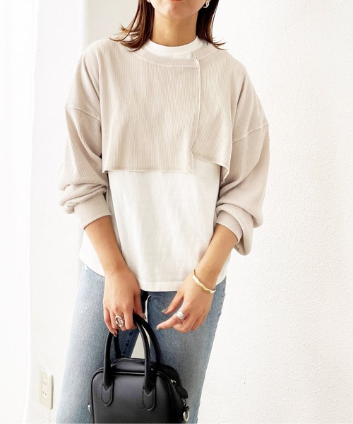 Shelly island(シェリーアイランド)の「サーマルショートアシメプルオーバー(Tシャツ/カットソー・レディース・ベージュ/グリーン/モカ・FREE)」の14枚目の写真