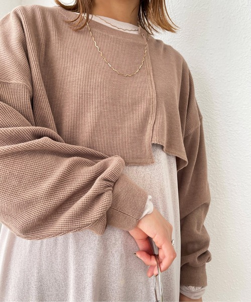 Shelly island(シェリーアイランド)の「サーマルショートアシメプルオーバー(Tシャツ/カットソー・レディース・ベージュ/グリーン/モカ・FREE)」の19枚目の写真