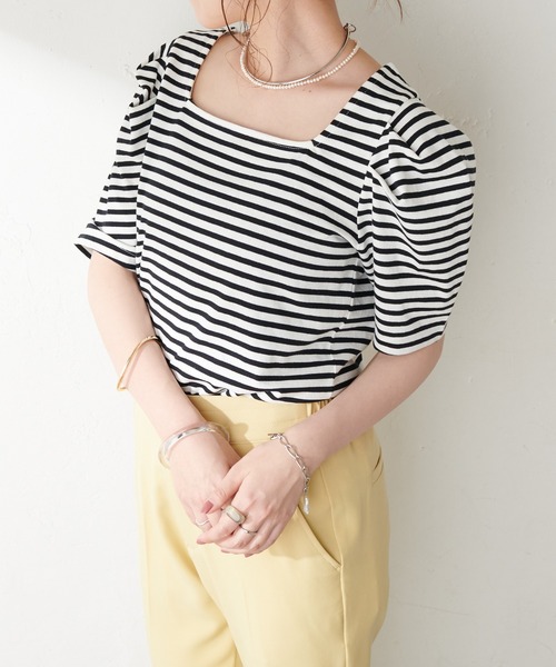 DISCOAT（ディスコート）の「パワショルボーダープルオーバー（Tシャツ/カットソー・レディース・ライトグレー/ブラック/ベビーピンク/ブルー・FREE）」の20枚目の写真