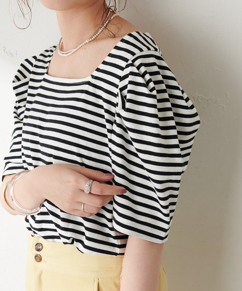 DISCOAT（ディスコート）の「パワショルボーダープルオーバー（Tシャツ/カットソー・レディース・ライトグレー/ブラック/ベビーピンク/ブルー・FREE）」の12枚目の写真