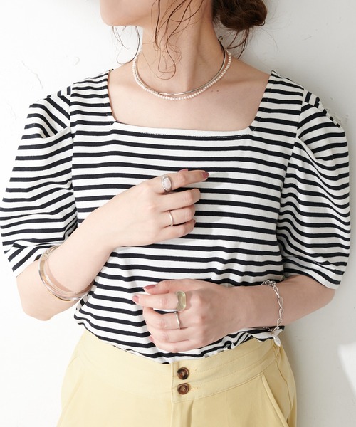 DISCOAT（ディスコート）の「パワショルボーダープルオーバー（Tシャツ/カットソー・レディース・ライトグレー/ブラック/ベビーピンク/ブルー・FREE）」の16枚目の写真