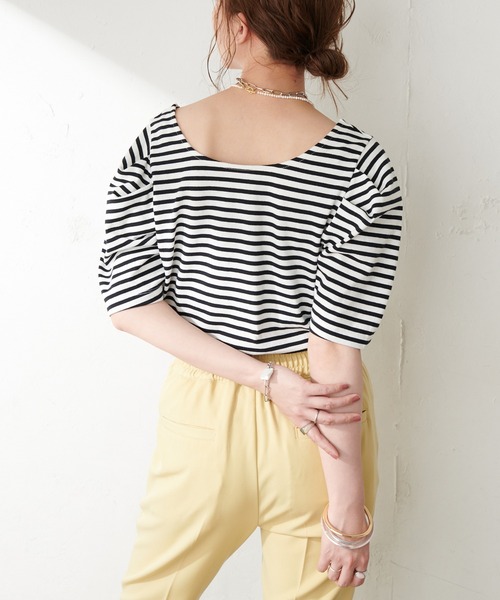 DISCOAT（ディスコート）の「パワショルボーダープルオーバー（Tシャツ/カットソー・レディース・ライトグレー/ブラック/ベビーピンク/ブルー・FREE）」の14枚目の写真