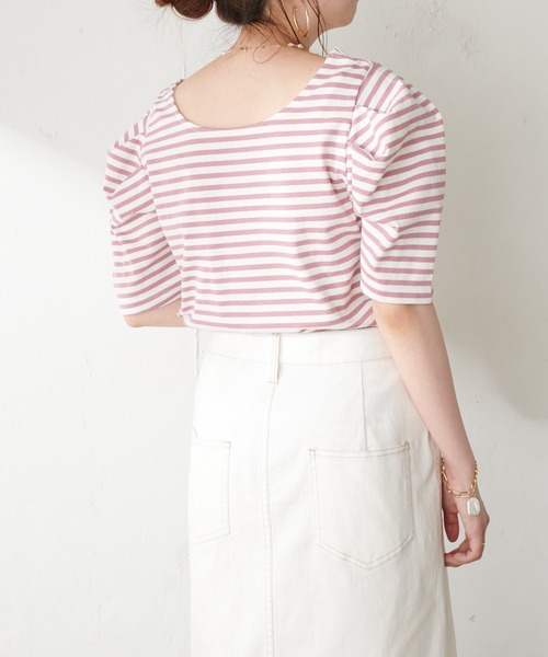 DISCOAT（ディスコート）の「パワショルボーダープルオーバー（Tシャツ/カットソー・レディース・ライトグレー/ブラック/ベビーピンク/ブルー・FREE）」の9枚目の写真