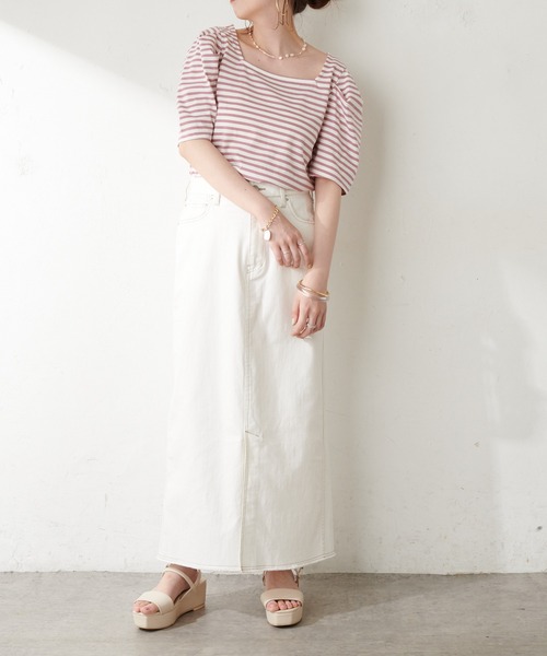 DISCOAT（ディスコート）の「パワショルボーダープルオーバー（Tシャツ/カットソー・レディース・ライトグレー/ブラック/ベビーピンク/ブルー・FREE）」の17枚目の写真