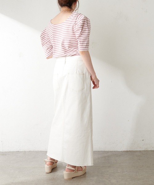 DISCOAT（ディスコート）の「パワショルボーダープルオーバー（Tシャツ/カットソー・レディース・ライトグレー/ブラック/ベビーピンク/ブルー・FREE）」の6枚目の写真