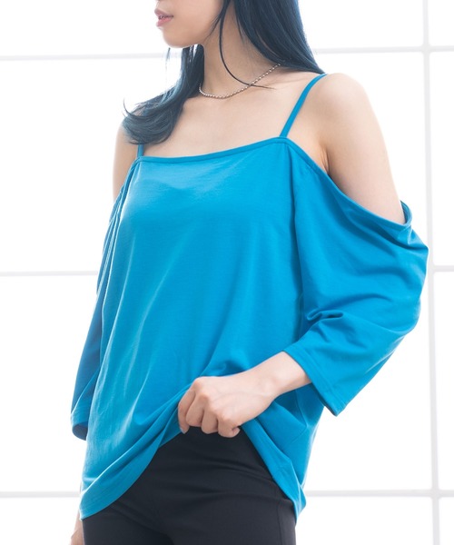 Newlyme(ニューリーミー)の「オーバーサイズキャミTシャツ(Tシャツ/カットソー・レディース・ホワイト/オレンジ/ブラック×ホワイト/グリーン/ブラック/ブルー・MEDIUM/X-LARGE/LARGE)」の6枚目の写真