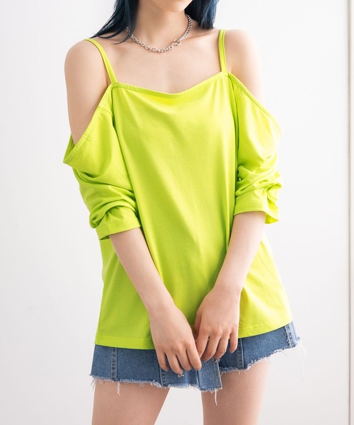 Newlyme(ニューリーミー)の「オーバーサイズキャミTシャツ(Tシャツ/カットソー・レディース・ホワイト/オレンジ/ブラック×ホワイト/グリーン/ブラック/ブルー・MEDIUM/X-LARGE/LARGE)」の5枚目の写真