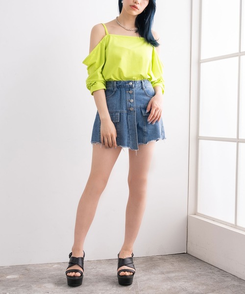 Newlyme(ニューリーミー)の「オーバーサイズキャミTシャツ(Tシャツ/カットソー・レディース・ホワイト/オレンジ/ブラック×ホワイト/グリーン/ブラック/ブルー・MEDIUM/X-LARGE/LARGE)」の18枚目の写真