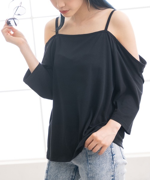 Newlyme(ニューリーミー)の「オーバーサイズキャミTシャツ(Tシャツ/カットソー・レディース・ホワイト/オレンジ/ブラック×ホワイト/グリーン/ブラック/ブルー・MEDIUM/X-LARGE/LARGE)」の16枚目の写真