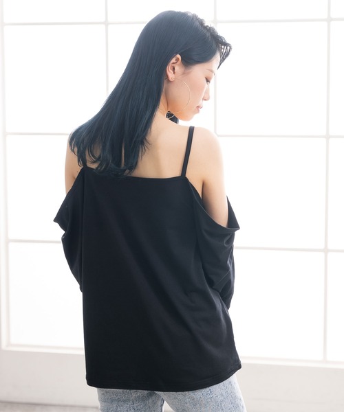 Newlyme(ニューリーミー)の「オーバーサイズキャミTシャツ(Tシャツ/カットソー・レディース・ホワイト/オレンジ/ブラック×ホワイト/グリーン/ブラック/ブルー・MEDIUM/X-LARGE/LARGE)」の11枚目の写真