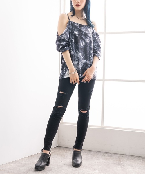 Newlyme(ニューリーミー)の「オーバーサイズキャミTシャツ(Tシャツ/カットソー・レディース・ホワイト/オレンジ/ブラック×ホワイト/グリーン/ブラック/ブルー・MEDIUM/X-LARGE/LARGE)」の15枚目の写真