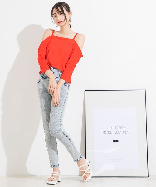 Newlyme(ニューリーミー)の「オーバーサイズキャミTシャツ(Tシャツ/カットソー・レディース・ホワイト/オレンジ/ブラック×ホワイト/グリーン/ブラック/ブルー・MEDIUM/X-LARGE/LARGE)」の20枚目の写真